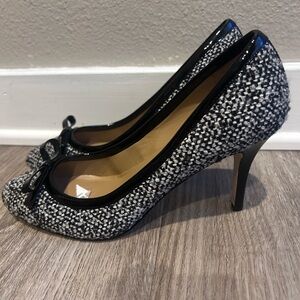Talbots Black and White Tweed Heels with Bow